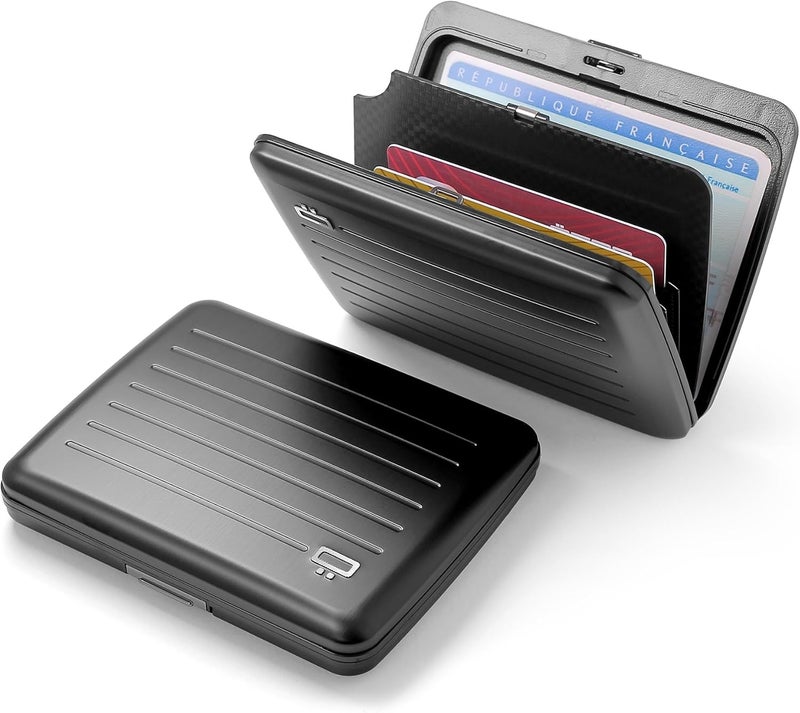 ÖGON -DESIGNS- محفظة ألمنيوم من ÖGON -DESIGNS-، سعة كبيرة مع قفل معدني، حماية RFID ضد الاحتيال وإلغاء المغنطة، علبة ذكية طراز OSLO كبير - Image 2
